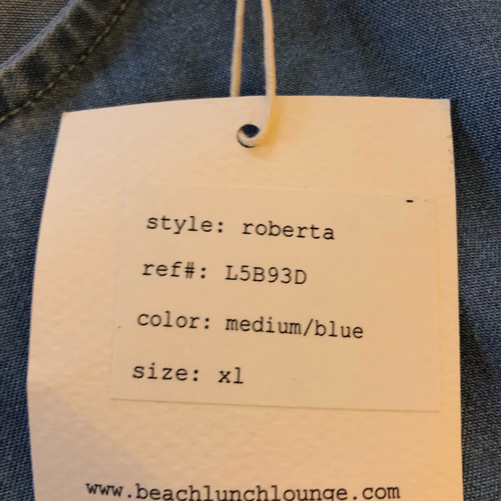 NWT Beach/Lunch/Lounge chambray bell sleeve top XL - Picture 3 of 6